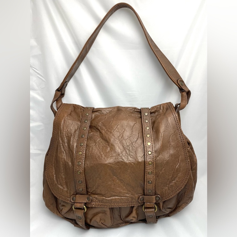 ABACO Paris Lamb skin Brown Hobo Bag